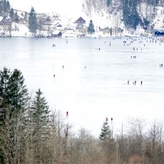 Der Lunzer See als Natureislaufbahn im Winter