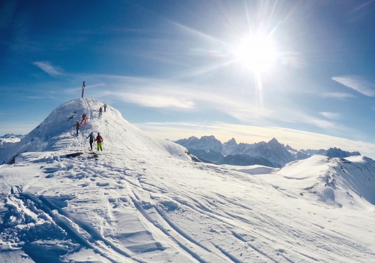 Auf Skitour: Marchkinkele (2.545 m) mit Blick auf die Sextner Dolomiten