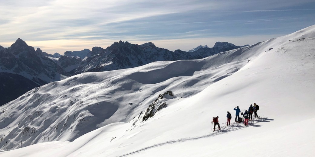 Auf Skitour im Villgratental, Blick auf die Dolomiten