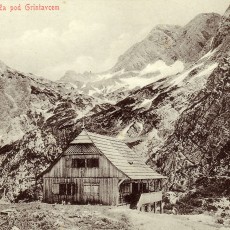 Die Hütte um das Jahr 1900. Im Hintergrund der Seeländer Sattel, der Übergang ins Vellachtal und nach Eisenkappel.
