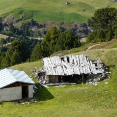 Verfallene Wirtschauftsgebäude auf der Ramolalm