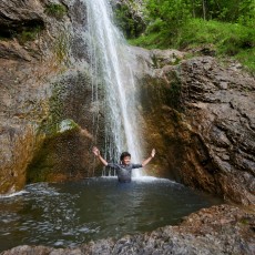 Der Rep-Wasserfall bei Podvolovljek