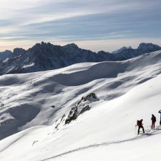 Auf Skitour im Villgratental, Blick auf die Dolomiten