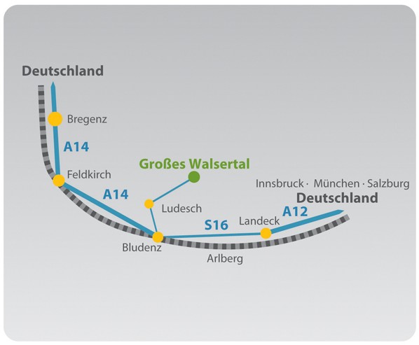 Anreisegrafik für die Anreise ins Große Walsertal