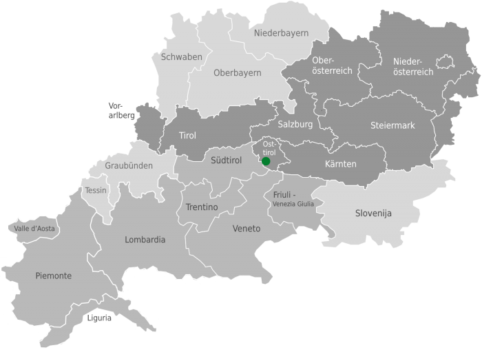 Lage des Bergdorfs Villgratental