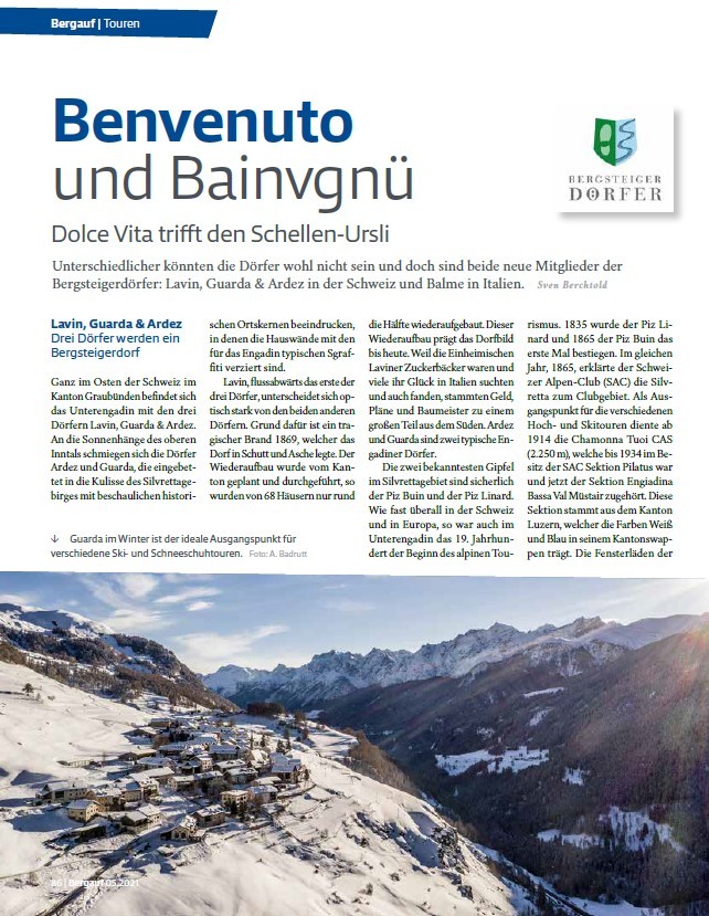 Bergauf 5-21 "Benvenuto und Bainvgnü" - Die neuen Bergsteigerdörfer Balme und Lavin, Guarda & Ardez