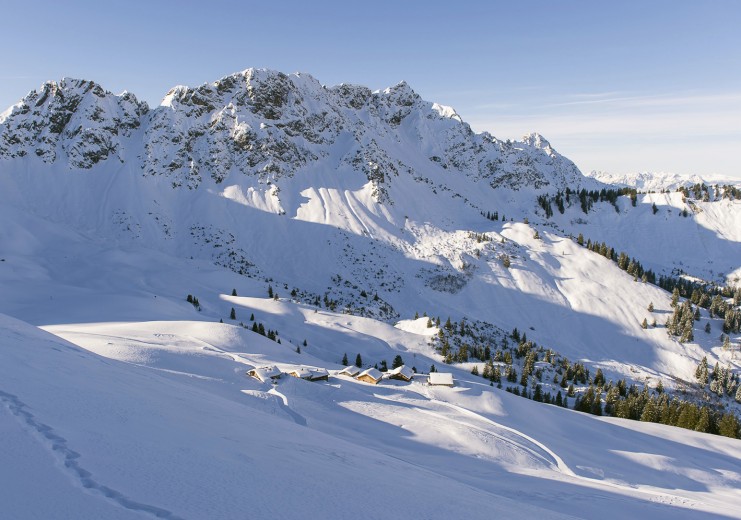 Die Alpe Oberpartnom im Winterkleid