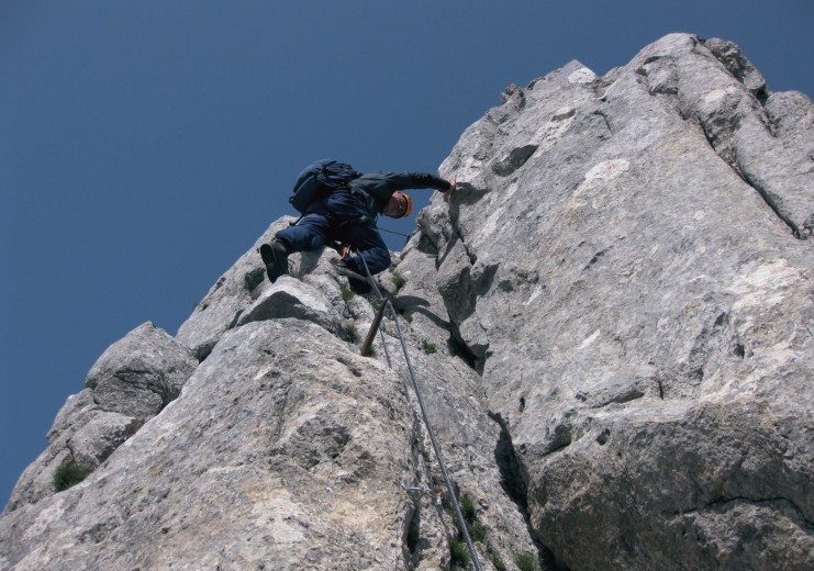 Cellon: Klettersteig Senza confini, auf dem Grat