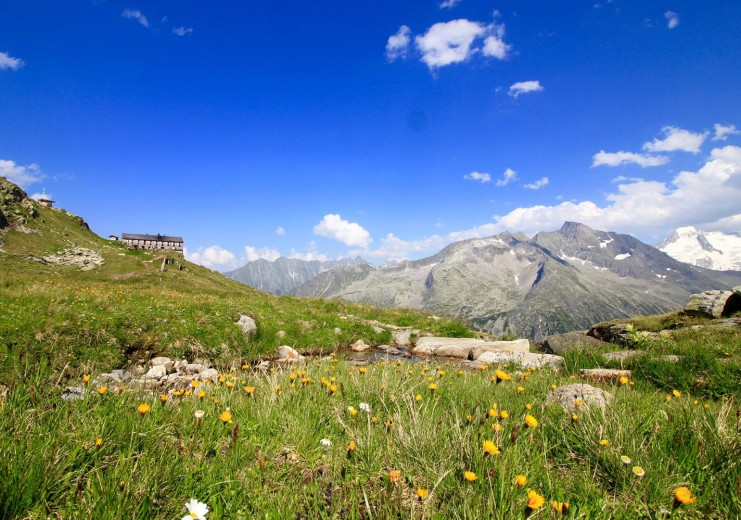 Olpererhütte (2.389 m) mit Blick auf den Olperer