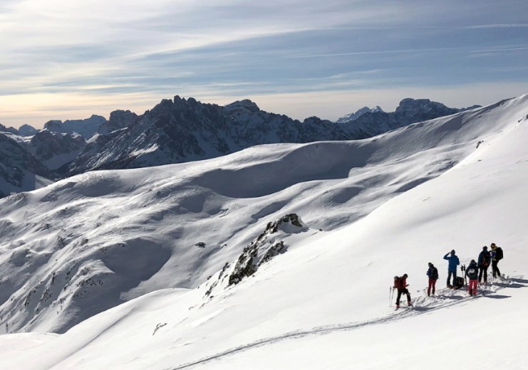 Auf Skitour im Villgratental, Blick auf die Dolomiten